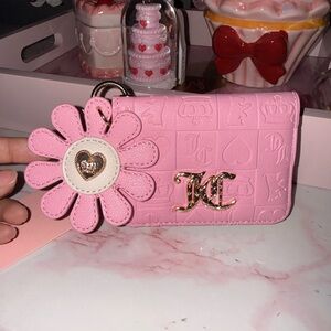 Juicy Couture Pink Flower Keycharm Wallet with Coin Pouch